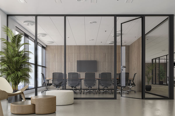 characteristics Office partitions with double glass