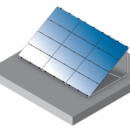 Support system for PV panels on flat roofs